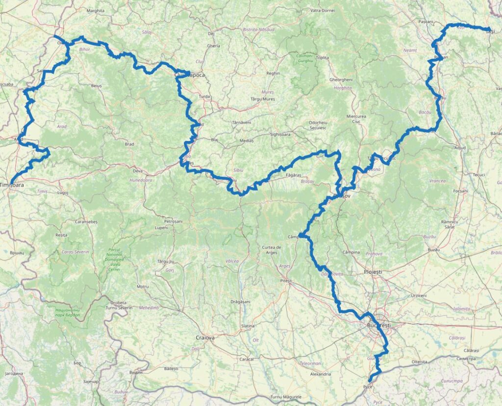 Carte des chemins de Compostelle en Roumanie
